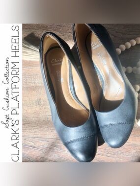 Clark’s Collection Soft Cushion Black Platform Heels